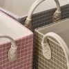 Checkered fabric storage basket for home bedroom and living room organization, simple Nordic style Application Scenario